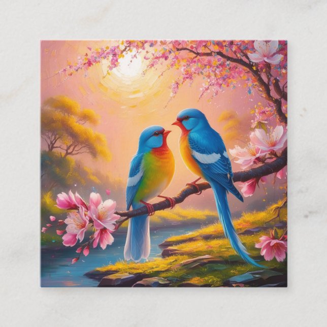 Love birds  square business card (Front)