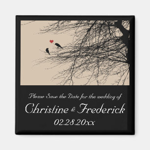Love Birds, square save the date  magnet