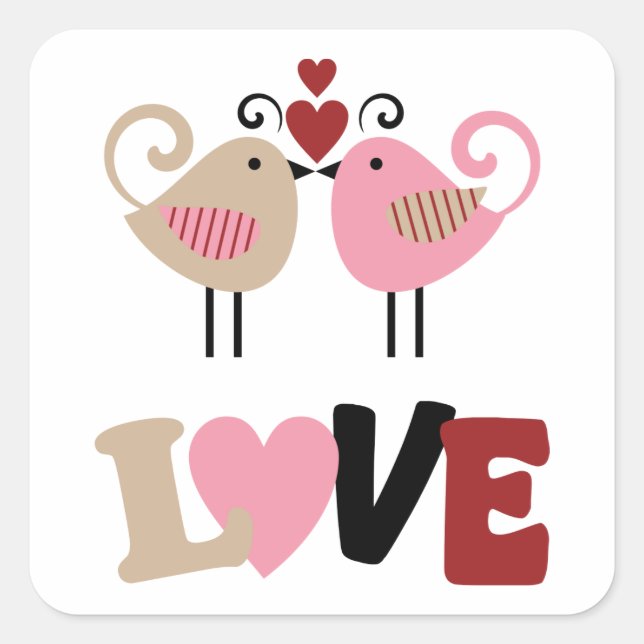 Love Birds Square Sticker (Front)
