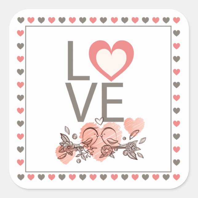 Love  Birds Square Sticker (Front)