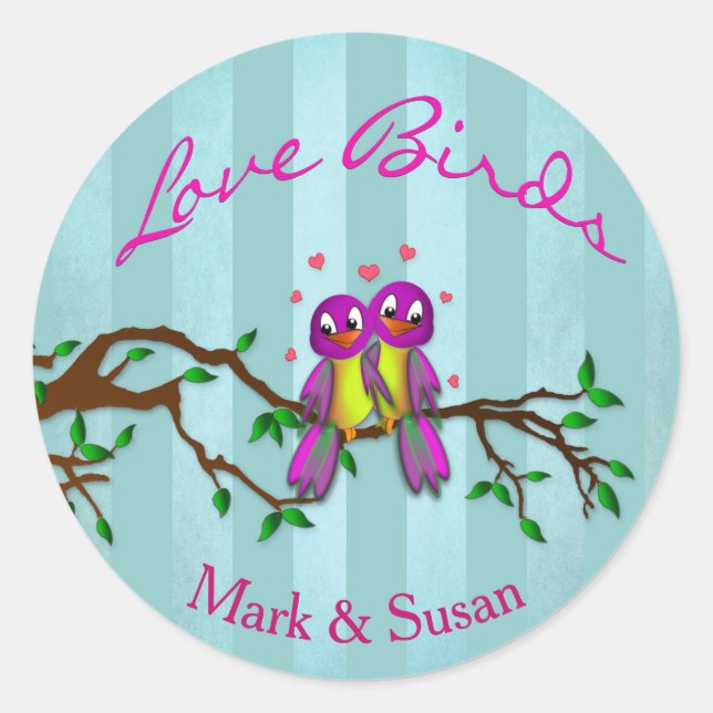 LOVE BIRDS - Stickers, Round 1½ inch (sheet of 20) Classic Round Sticker (Front)