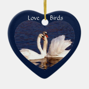 "Love Birds" Swan Pair Ceramic Ornament