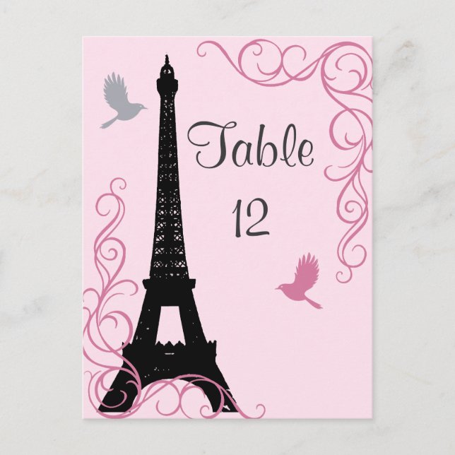 Love Birds Table Number (pink) Postcard (Front)