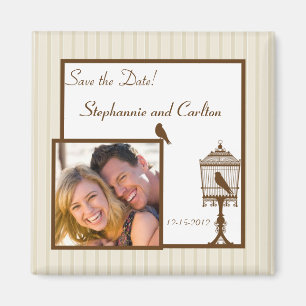 Love Birds Tan/Brown Wedding Announcement Magnet