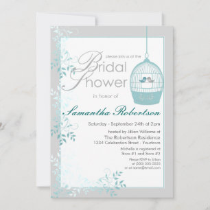 Love Birds Teal Bridal Shower Invitations