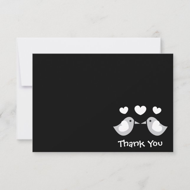 Love Birds Thank You Card (Black) (Front)