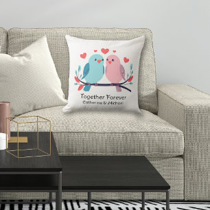 Love Birds Together Forever Valentines Day Wedding Throw Pillow