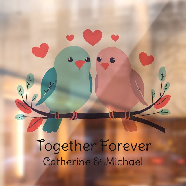 Love Birds Together Forever Valentines Day Wedding Window Cling (Sheet 2)
