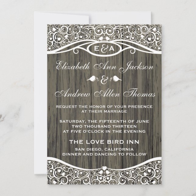 Love Birds Vine Pattern Wedding Invitation (Front)
