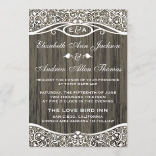 Love Birds Vine Pattern Wedding Invitation