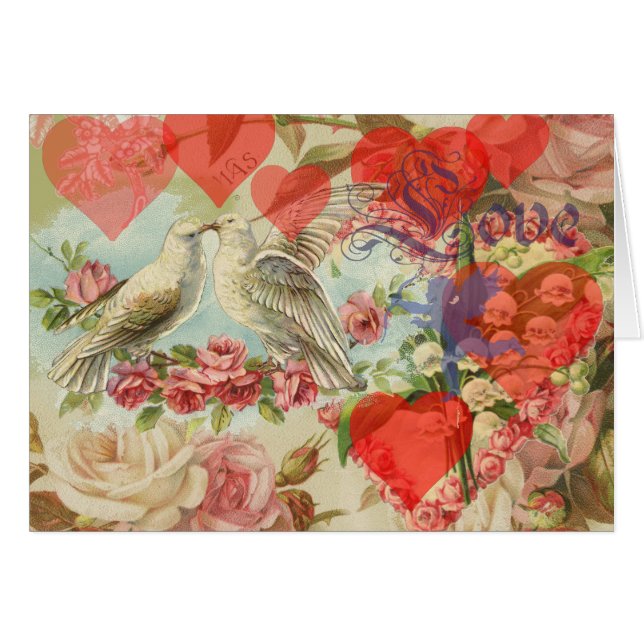 Love Birds Vintage Antique Heart (Front Horizontal)