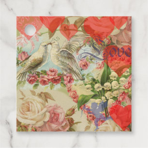 Love Birds Vintage Antique Heart Favour Tags