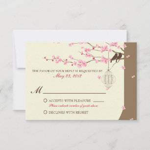 Love Birds Vintage Cage Cherry Blossom RSVP