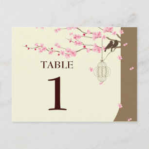 Love Birds Vintage Cage Cherry Blossom Table # Postcard