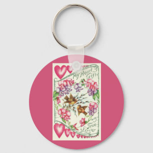 Love Birds Vintage Valentine's Day Keychain