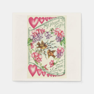 Love Birds Vintage Valentine's Day Paper Napkins