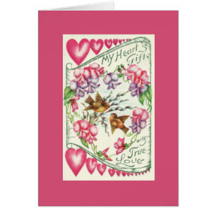 Love Birds Vintage Valentine's Day Pink Note Card