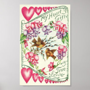 Love Birds Vintage Valentine's Day Poster