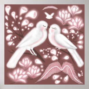 Love birds wall art poster