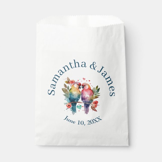 Love Birds Watercolor Pastels Favour Bag (Front)