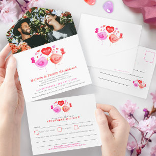 Love birds wedding anniversary photo with RSVP All In One Invitation