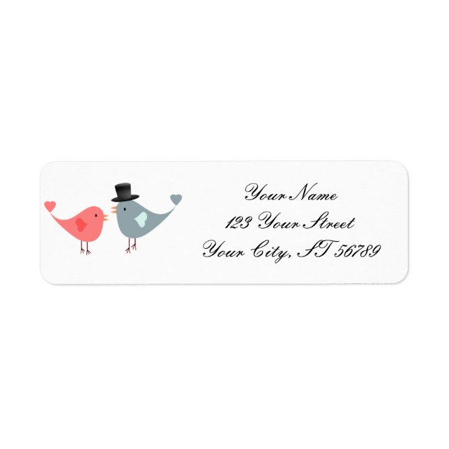 Love Birds Wedding Invitation Address Label (Front)