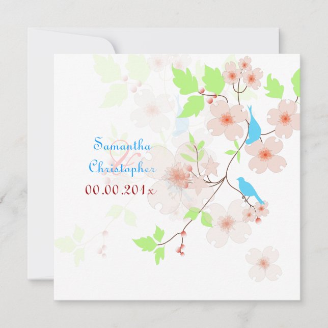 Love Birds Wedding Invitations (Front)