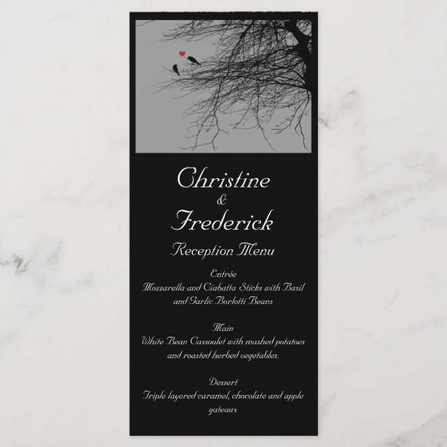 Love Birds, wedding menu and program (Front)