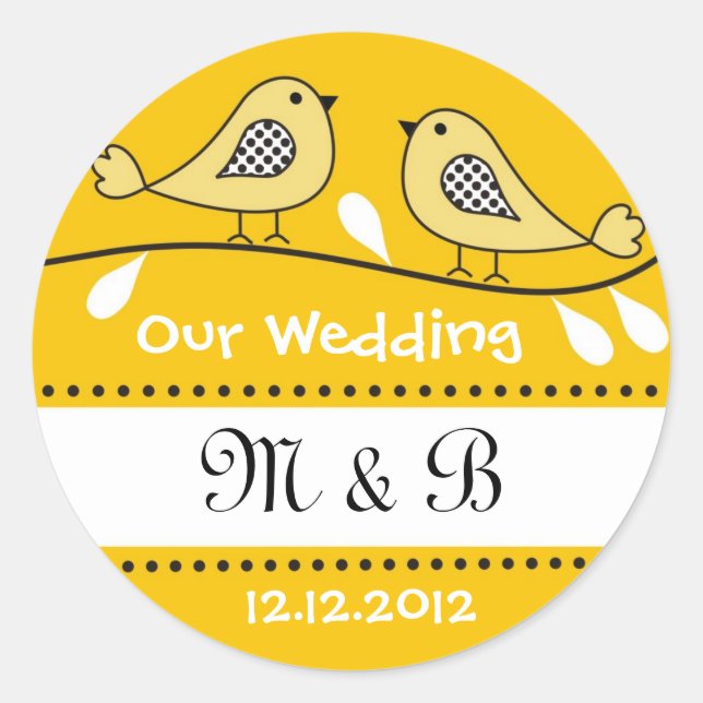 Love Birds Wedding Monogram Stickers (Front)