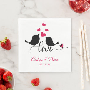 Love Birds Wedding Reception Personalized Napkins
