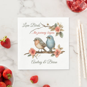 Love Birds Wedding Reception Personalized Napkins