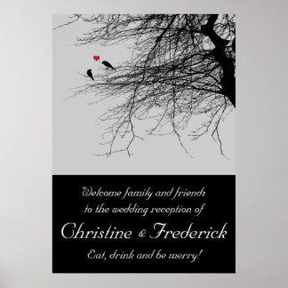 Love Birds, wedding reception welcome poster