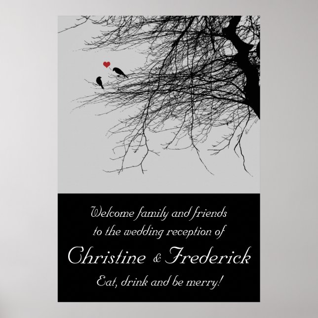 Love Birds, wedding reception welcome poster (Front)