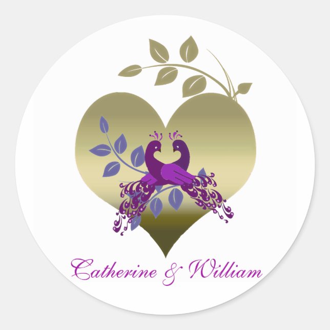 Love Birds Wedding Stickers (Front)