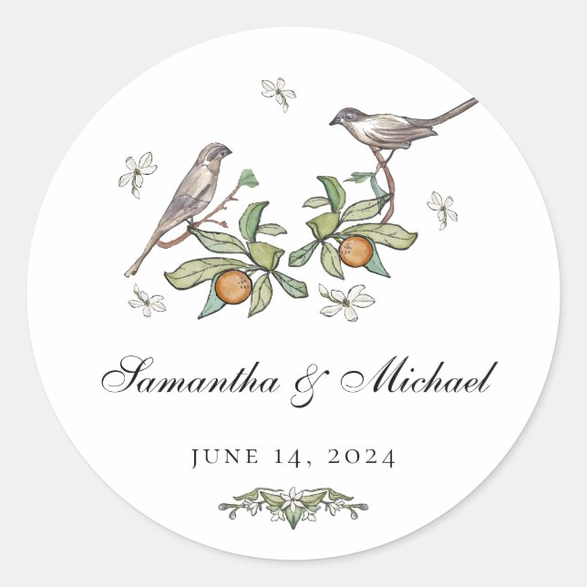 Love Birds Wedding Stickers (Front)