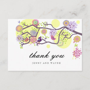 Love Birds Wedding Thank You Card in White