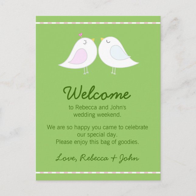 Love Birds Wedding Welcome Card (Front)
