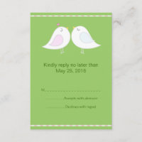 Love Birds with Green Background RSVP Card