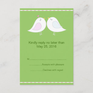 Love Birds with Green Background RSVP Card