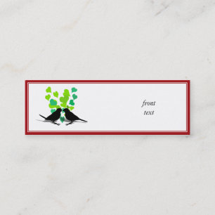 Love Birds with Green Hearts Mini Business Card