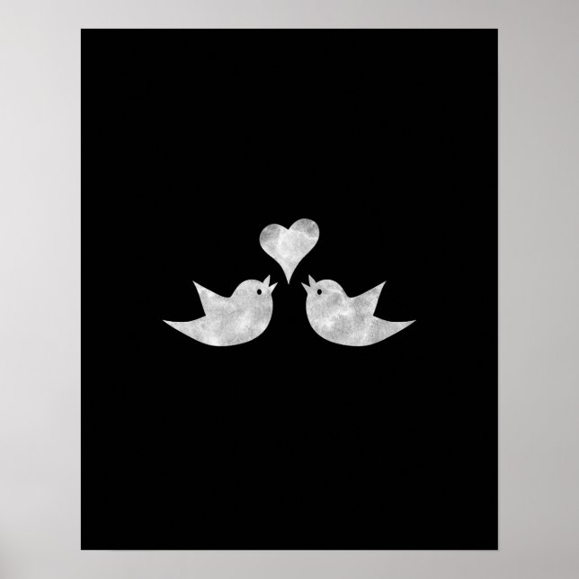 Love Birds with Heart Custom Colour Poster (Front)
