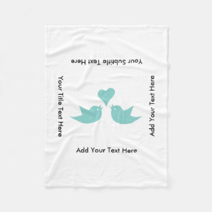 Love Birds with Heart Custom Text Fleece Blanket