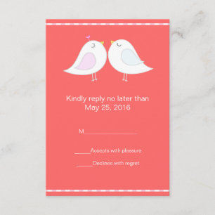 Love Birds with Red Background RSVP Card