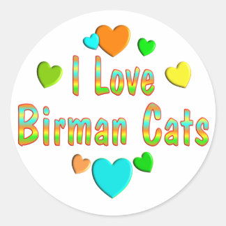 Love Birman Cats Classic Round Sticker