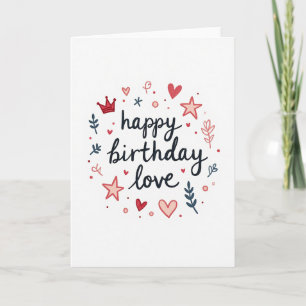 Love Birthday Calligraphy Heart Card