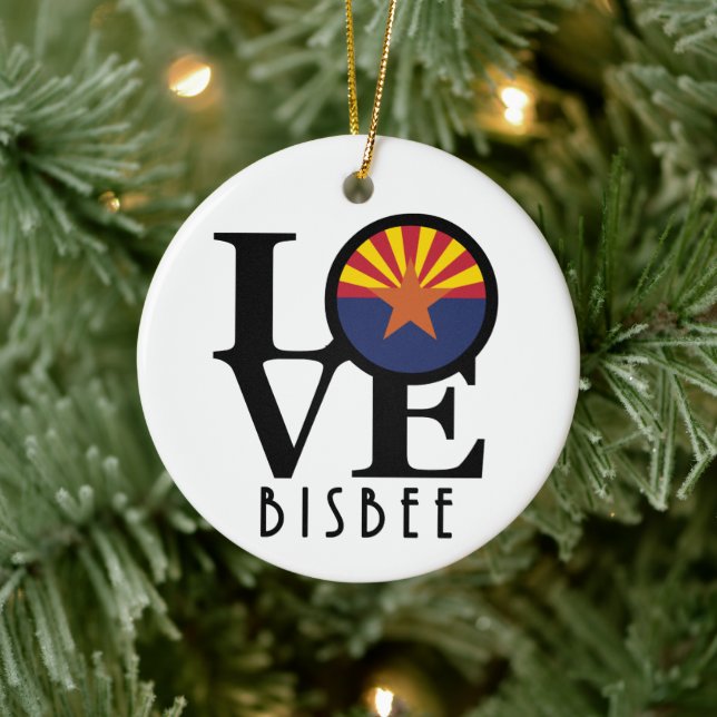 LOVE Bisbee Arizona Ceramic Ornament (Tree)