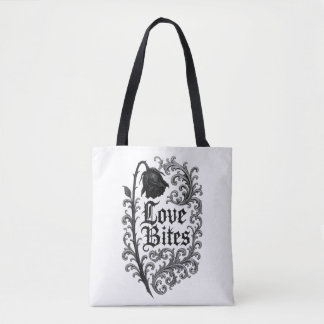 Love Bites: Gothic Rose Tattoo Design Tote Bag