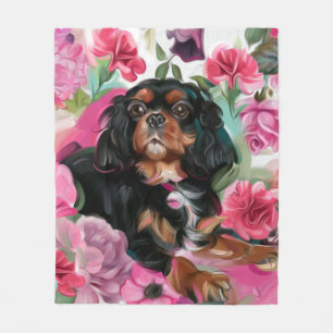 "LOVE" Black and Tan Cavalier blanket MEDIUM