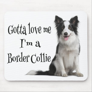 Love Black And White Border Collie Puppy Dog Mouse Pad