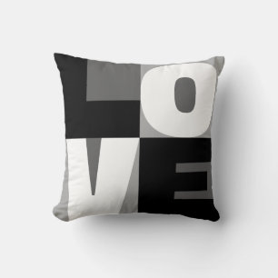 Love Black And White Clean-Cut Letter Art Design Throw Pillow